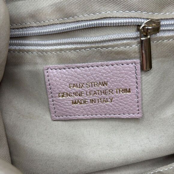 Unica Firenze Italian Leather Straw Large Designer Purse Bag Chain Strap - Picture 10 of 12